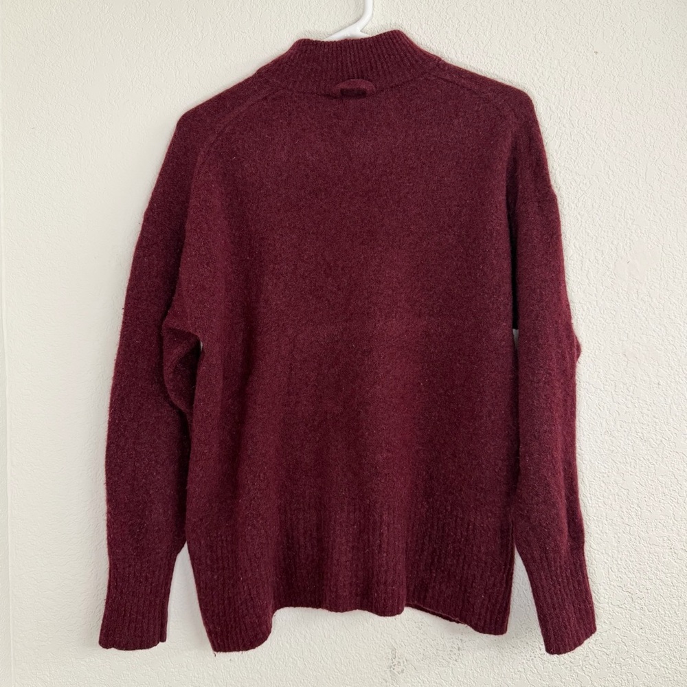 Everlane Cozy Stretch Pullover Burgundy Mock Neck Wool Blend Sweater Size Small - Picture 13 of 13